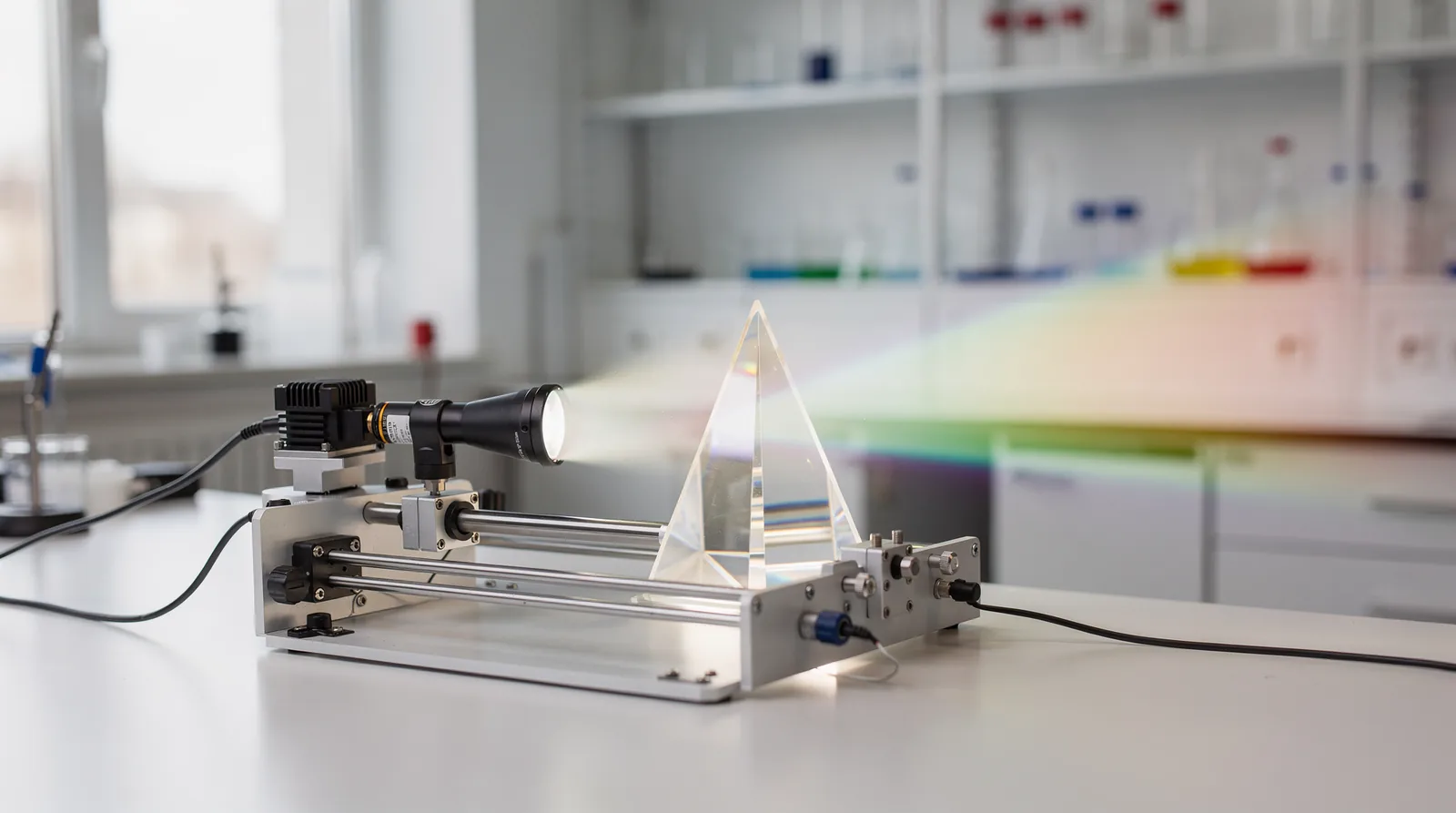 Laboratory prism illustrating the visible light spectrum